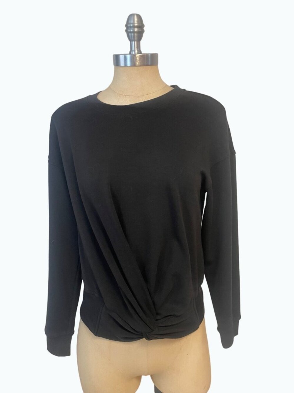 Magaschoni Black Jersey Pullover Twist Front Top XS
